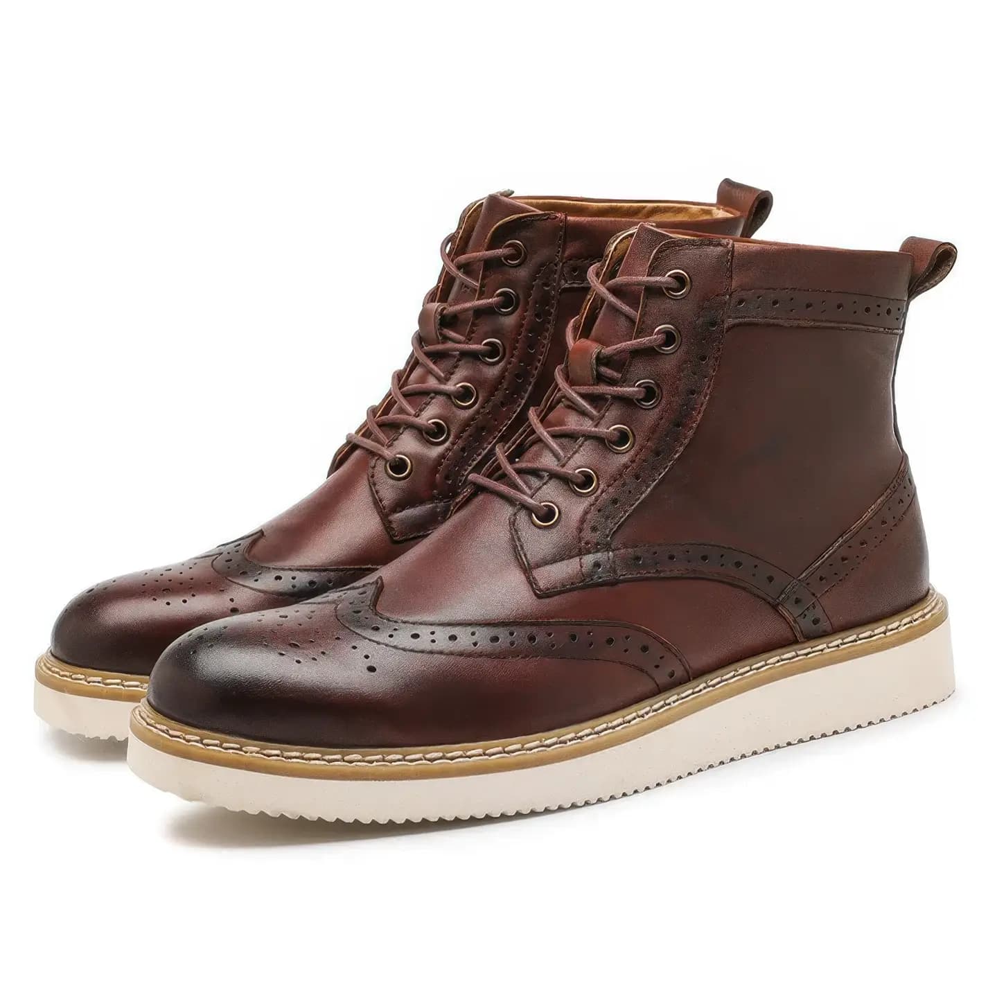 By Toretto Genuine Leather Brogue Boots